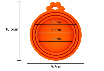 Wildridge silicone can cover dimensions: 10.5cm tall, 9.2cm wide, seating at 6.5cm, 7.5cm and 8.5cm